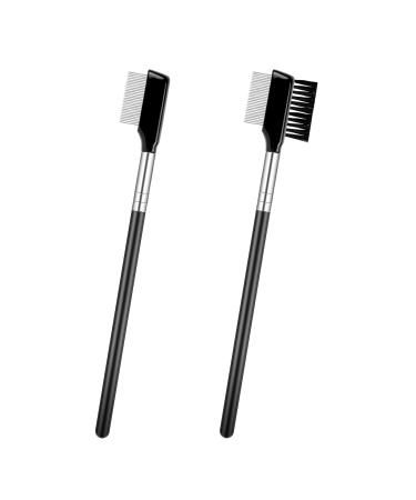 Eyelash Comb 2 Pcs Lash Separator Tool Mascara Comb with Metal Teeth Eyebrow Comb Grooming Eyelash Curler Eye Mascara Applicator Makeup Brush Tool for Women Girls Eyelashes extension Makeup Supply