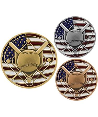 Decade Awards Patriotic Baseball Medal - 2.75 Inch Wide Medallion with American Flag Ribbon - Buy Online on GoSupps.com