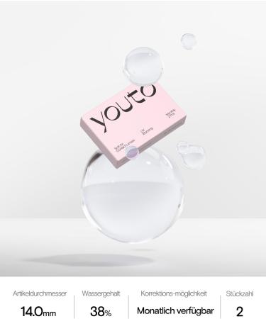 Youto Monthly Soft Lenses - 2 Pieces UV Protection High Comfort BC 8.5 mm DIA 14.0 mm -4.00 Diopters | International Shipping Available - Buy Online on GoSupps.com