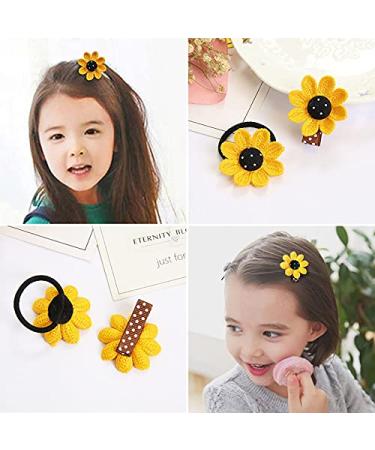 Sunflower Hair Clip Set for Girls - Mini Rubber Bands and Alligator Clips for Kids - Buy Online on GoSupps.com