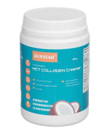 SUNYEAH MCT Collagen Coffee Creamer Powder Keto Collagen Creamer 68 Servings Sugar-Free Pure Coconut C8 C10 MCT Oil Powder mixed with Marine Collagen Peptides (Unflavored 680g) Unflavored 680 g (Pack of 1)