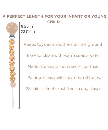 Minkii Wood Pacifier Clip for Babies - Neutral Tones Wooden Pacifier Clip for Boys and Girls - Boho Style Baby Pacifier Clip - Giraffe Design - Buy Online on GoSupps.com