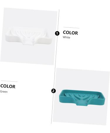 KONTONTY 2pcs Soap Drainer Soap Organizer Storage Soap Holder Bathroom Soap Plate Silicone Storage Containers Travel Soap Holder Soap Holder Case Self Soap Dish Silica Gel Multifunction White Green 12.2X10X2.2CM - Buy Online on GoSupps.com
