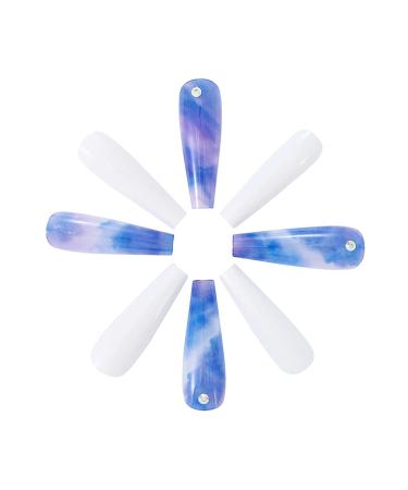 Brishow Artificial Long Press-On Ballerina Nails - 24pcs Purple & White Acrylic Stick-On Nails for Women & Girls - Full Cover Hair Coloring - Buy Online on GoSupps.com