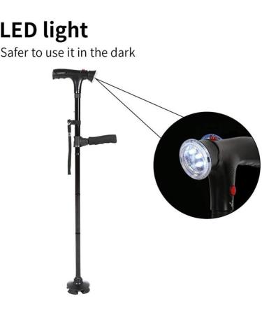 Clever Cane with LED Light Aluminum Crutches Old Man's Crutch Telescopic Adjustment Crutches Elderly Crutches Alloy Walker Outdoor Skid Walking Stick for Arthritis Seniors Disable Beautiful Scenery - Buy Online on GoSupps.com