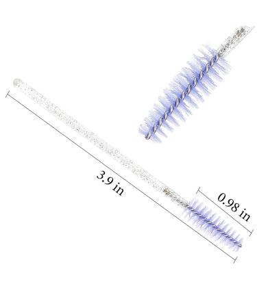 300PCS Disposable Mascara Wands Spoolie Brush Crystal Eyebrow Brushes Eyelash Extension Applicator | Makeup Kits - White-Light Purple - Buy Online on GoSupps.com