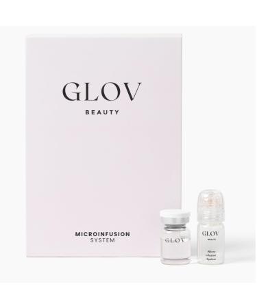 Glov Beauty Micro Infusion System for Face & Lips 0.25mm 24k Gold Cosmetic Facial Stamp with Hyaluronic Acid, Collagen Peptides & Licorice Root Serum Ampoules (1x Infusion Application, 3x Serums)