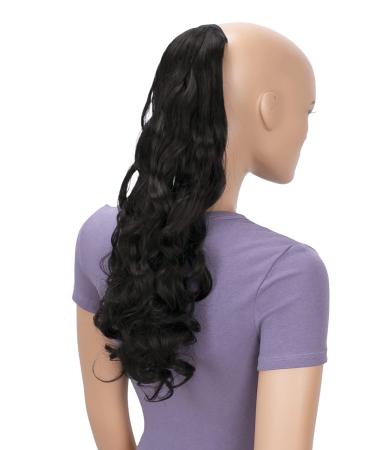 CAISHA 50cm Hairpiece Ponytail Braid Hair Extension With 2 Bands Ponytail Curly Black Brown HC13-1 black brown #1/2 HC13-1