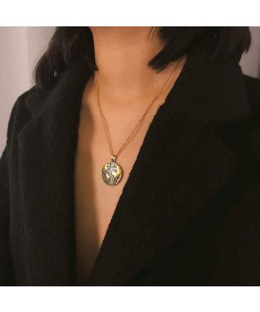 Olbye Gold Map Medallion Pendant Necklace - Minimalist Choker Jewelry for Women & Girls | International Shipping - Buy Online on GoSupps.com