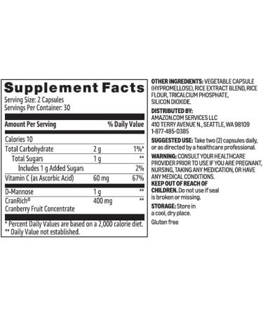 Amazon Basics Cranberry Extract Vegetarian Capsules 400mg 60 Count - Buy Online on GoSupps.com