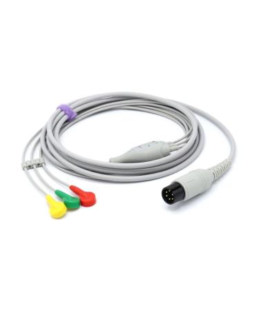 Sino-k Compatible AAMI Direct-Connect ECG Cable 6 Pin 3 Leads Fixed-Snap Connector ECG Cable IEC Standard CE/FDA Approved
