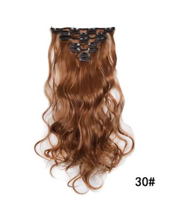 Shop Iluu 20/100g Wave Curly Synthetic Clip-In Hair Extensions - #30 Red Brown - 7 Individual Pieces with 16 Clips for Versatile Styling | International Shipping Available - Buy Online on GoSupps.com