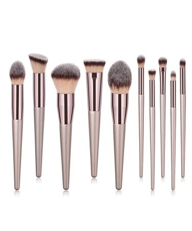 Champagne Gold 10-Piece Makeup Brush Set - Lip Powder & Foundation Brushes for Flawless Application | International Shipping Available - Buy Online on GoSupps.com