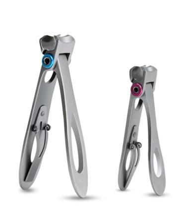 2 Pieces Large Mouth Nail Clippers Thick Nail Cutter Stainless Steel Professional with Large Mouth Silver