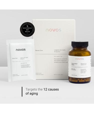 Novos Core Unflavored + Boost NMN Pure Longevity Stack | NMN Capsules & Unflavored Drink Mix for Cellular Repair Energy & DNA Support - Buy Online on GoSupps.com