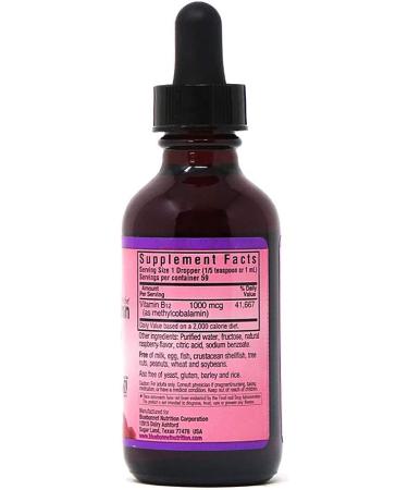 Bluebonnet Nutrition Liquid Methylcobalamin Vitamin B12 - Raspberry Flavor 1000 mcg, 2 fl oz - Buy Online on GoSupps.com