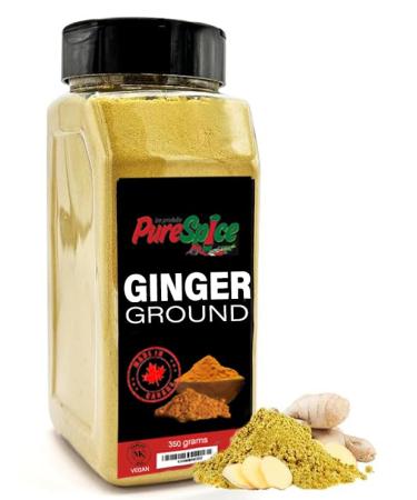 PureSpice Ground Ginger Spice 350 Grams | Restaurant Grade Vegan Kosher Powder Seasoning | Premium Flavor for Cooking Meat Steak Rub and Sauce
