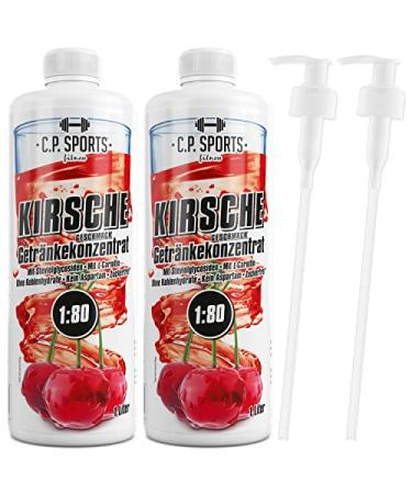 C.P. Sports Sugar-Free Beverage Syrup - Cherry Vitamin Drink Concentrate (2 Liter + 2 Pump Dispenser) - Ideal for Sports & Hydration - Buy Online on GoSupps.com