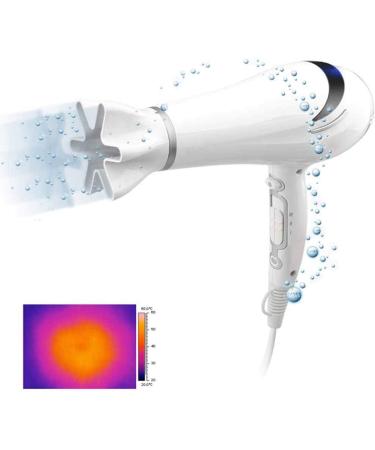 2200W Professional Hairdryer Hair Dryer Salon Hairdryer Ionic Blow Dryer Powerful Fast Drying 3 Heat 2 Speed 1 Cold Wind Button 2 Nozzles and 1 Diffuser Constant Temperature Less Hair Damage - Buy Online on GoSupps.com