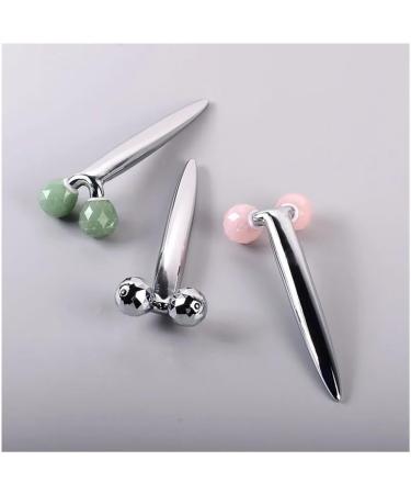 3D Multi-Flour Rose Quartz Face Roller with Stainless Steel Handle - Jade Lift & Firming Massager for Body Back & Arms (Light Red) - Shop Now for Global Shipping - Buy Online on GoSupps.com