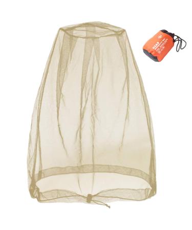 Cinvo Head Net Mesh Bug Net Face Netting Updated Bigger Size for Mosquitoes Bugs No See Ums Insects Gnats Midges from Outdoor Spacious Net Room Works Over Most Hats Comes with Free Stock Pouch- Khaki