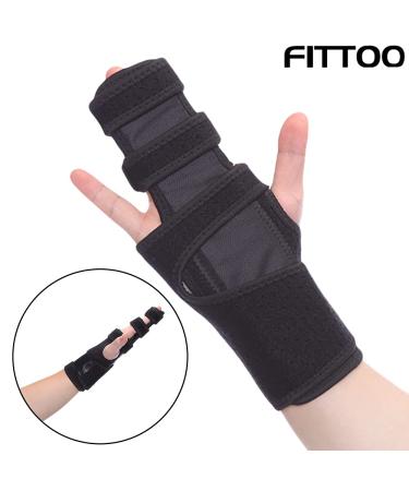 FITTOO Adjustable Wrist Finger Splint Pain Relief for Arthritis Tendonitis Trigger Finger | Black Right Hand Support (One Size) - Buy Online on GoSupps.com