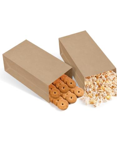 100pcs Brown Paper Bags Kraft Paper Bags 5''L x 3''W x 9.3''H For Gift Bag Lunch Bags Wedding Party Favor Bags Grocery Bags Snack Bags Treat Bags