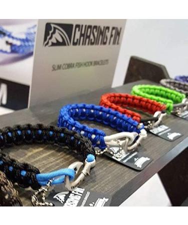 Chasing Fin Fish Hook Pendant Bracelet - 30 Military-Grade Paracord - Adjustable Nylon Bracelet & Anklet - Nautical Fishing Accessory with J-Hook Pendant - Thin Blue Line Pewter - Buy Online on GoSupps.com