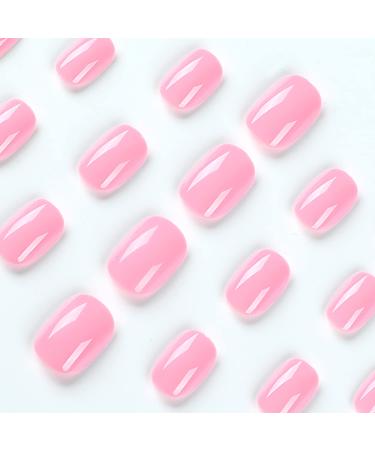 SQUARE Barbie Pink Press On Nails - Extra Short Glossy Nude Acrylic False Nails for Women & Girls - Full Cover Stick On Nails - Manicure Art Decorations - Light Pink (24 Pack) - Buy Online on GoSupps.com