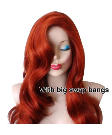 KKbeauty Jessica Rabbit Long Wavy Copper Red Cosplay Wig | Heat Resistant Spiral Curly Anime Hair for Women - Buy Online on GoSupps.com