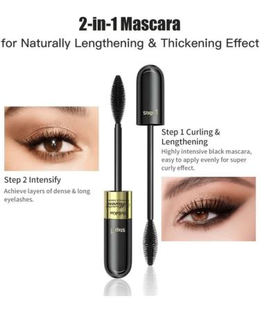  HIROCK 2 in 1 Mascara Waterproof Mascara Long Roller Thick Non Dizzy Double Effect Mascara - Buy Online on GoSupps.com