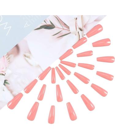 Coffin False Nails Long Fake Nails Ballerina Acrylic Press on Nails Full Cover Stick on Nails 24pcs for Women and Girls With solid glue nail lamp (Color : Orange Size : Free size) 1 count (Pack of 1) Orange - Buy Online on GoSupps.com