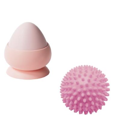 Pink triggerpunkt presser fascia ball massage device for muscle pain and tension of the shoulder neck poor -removable trigger point handle with suction cup +pink hedgehog ball