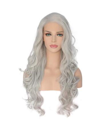 Wig Women Long Hair Grey White Curly Brazilian Synthetic Wavy Women Long Cosplay Hair 80s 50s 70s 60s