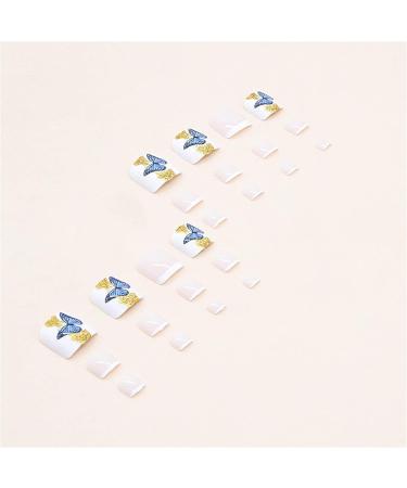 VOTACOS French Tip Butterfly Design Press on Toenails - 24PCS Short Square Fake Toeails for Women - Nude Full Cover Glossy Acrylic Toenails - Toe Nail X36 D8 - Buy Online on GoSupps.com