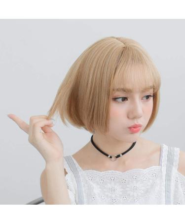 BGHJUE Wig short hair female air thin bangs BOBO head short straight hair fluffy realistic wig