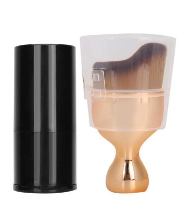 Make-up brush set 1 curved foundation blade brush and 1 retractable Kabuki Loose Powder Buffing Cosmetics Brushm portable flawless face brush with cover