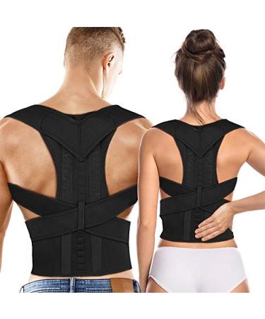 Back support Magnetic Therapy Adjustable Posture Corrector Brace Shoulder Back Support Belt back Posture corrector (Color : Black Size : M) (Black L) (Black M) vision