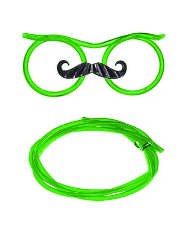 Funny Straw Glasses Silly Straw Glasses Crazy Straws Glass Straw with Mustache Bridal Shower Party Supplies Bar Accessories Reusable Drinking Straws(Green)
