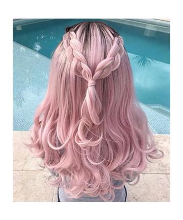 Buy Pink Long Synthetic Lace Front Women's Wig Natural Wave Hairstyle for Instant Glam - Buy Online on GoSupps.com