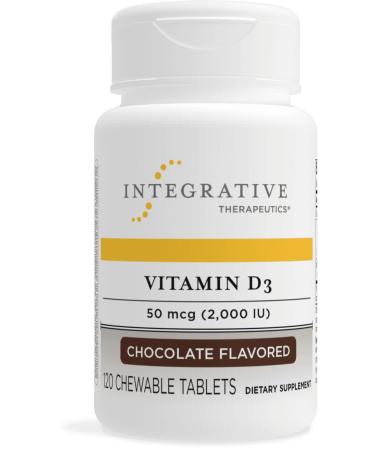 Integrative Therapeutics Vitamin D3 50 mcg (2 000 IU) - Immune System and Bone Health Support Supplement* - Gluten Free - Dairy Free - Chocolate Flavored - 120 Chewable Tablets