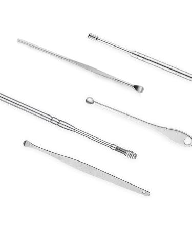 5Pcs Stainless Steel Earwax Remover Tool - Portable & Gentle Ear Cleaner for Safe At-Home Cleaning - Buy Online on GoSupps.com
