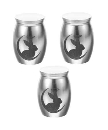 BESPORTBLE 3pcs Rabbit Urn Small Pet Urn Urns Bunny Memorials Pet Urn Keepsake Urn Dog Urn Stainless Steel 4.00X3.00X3.00CMx3pcs Silverx3pcs