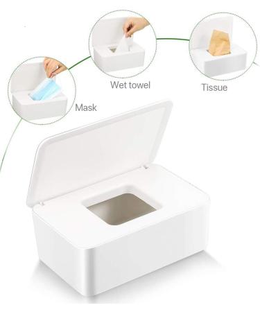 Buy Wet Wipes Storage Box - Damp Toilet Paper & Napkin Holder with Lid | Ideal for Home & Office | White & Gray Design - Buy Online on GoSupps.com
