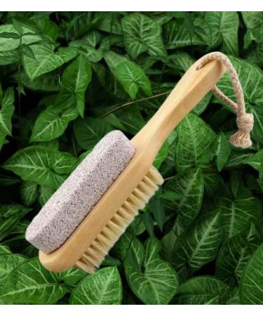 Foot Brush & Pumice Stone with Handle | Eco Friendly Foot Care | Natural Bristles & Stone with Wooden Handle