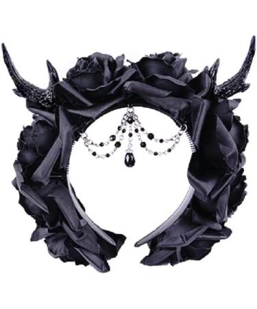 Restyle Gothic Princess Garland - Nu Goth Rose Antler Headband (Black) | 1 Piece Pack - Shop Now! - Buy Online on GoSupps.com