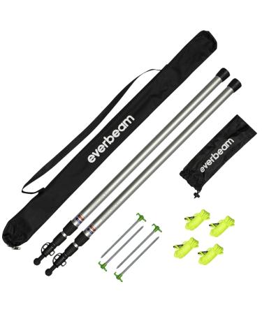 Everbeam Telescopic Tarp Pole for Camping, Hiking, Fishing - Adjustable Aluminium Rods Extend to 92" - Portable & Lightweight, Ideal for Awning, Tent Fly - Includes Guy Lines, Stakes, Carry Bag 2 Pack