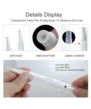 BWXXXR 12 Pack 3ml Transparent Twist Pens Empty | Cuticle Oil Bottles for Nail & Lip Gloss | Eyelash Growth Liquid | Refillable Brush Tip - Buy Online on GoSupps.com