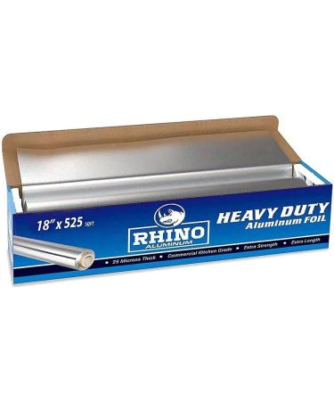 Rhino Aluminum Heavy Duty Aluminum Foil | Rhino 18 x 525 sf Roll, 25 Microns Thick | Commercial Grade & Extra Thick, Strong Enough for Food Service Industry (Pack of 1) 18 Inch (Pack of 1)