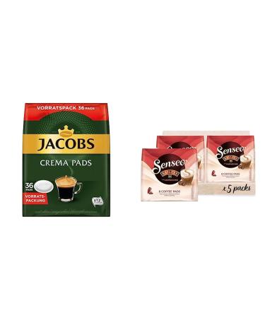 Jacobs Pads Crema Classic 180 Senseo Compatible Coffee Pads Utz-certified 5-Series Package 5 x 36 Beverages & Senseo Pads Type Cappuccino Baileys 40 coffee pads 5 x 8 drinks 460 g Bundle with pads type Cappuccino Baileys crema classic 36 pieces(5 pack)